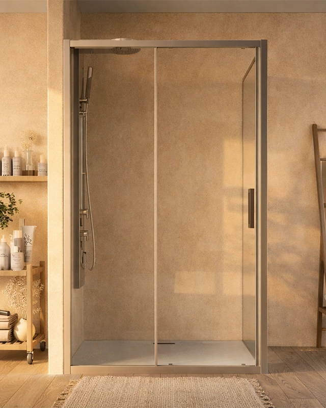 Box doccia 70x120 Marsiglia un anta scorrevole reversibile, dettaglio dei profili e delle cerniere in alluminio - Exagonshop