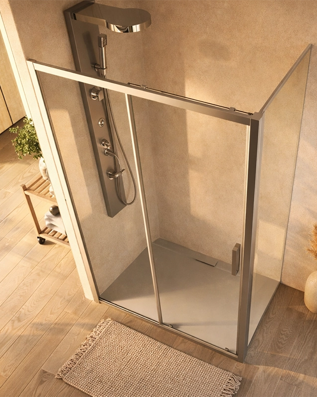 Box doccia 70x120 Marsiglia un anta scorrevole reversibile in bagno completo, vista d'insieme dell'ambiente - Exagonshop