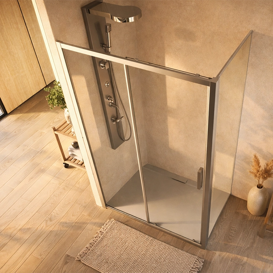 Box doccia 70x120 Marsiglia un anta scorrevole reversibile in bagno completo, vista d'insieme dell'ambiente - Exagonshop