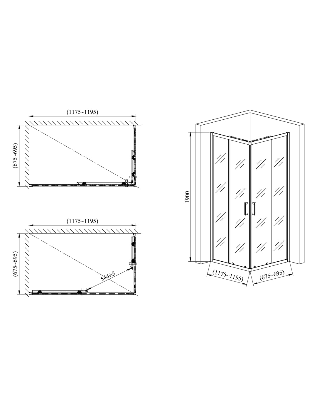 Box doccia 70x120 Nuvola Slim scorrevole 6 mm trasparente cromo H 190