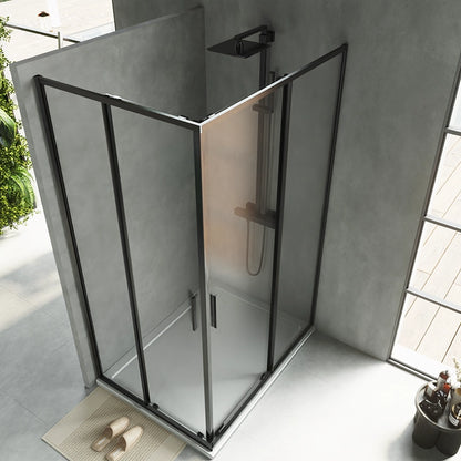 Box doccia 80x120 Rio doppio scorrevole vetro 6 mm trasparente H 195 nero