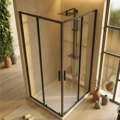 Box doccia 70x120 Rio doppio scorrevole vetro 6 mm in bagno completo, vista d'insieme dell'ambiente - Exagonshop