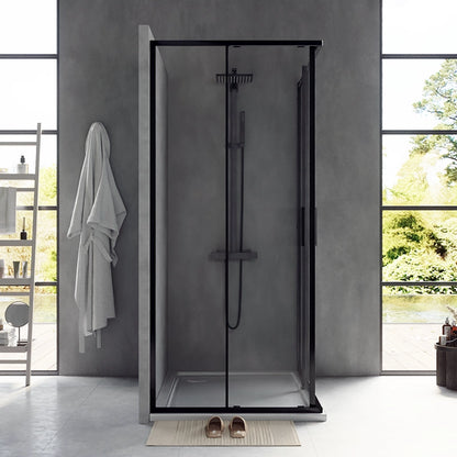 Box doccia 80x120 Rio doppio scorrevole vetro 6 mm trasparente H 195 nero