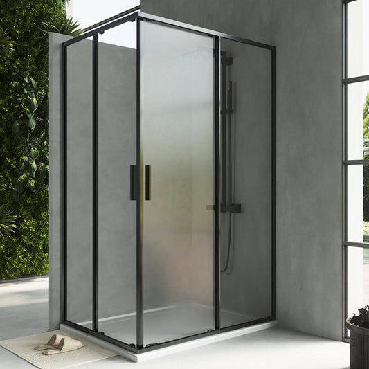 Box doccia 80x120 Rio doppio scorrevole vetro 6 mm trasparente H 195 nero