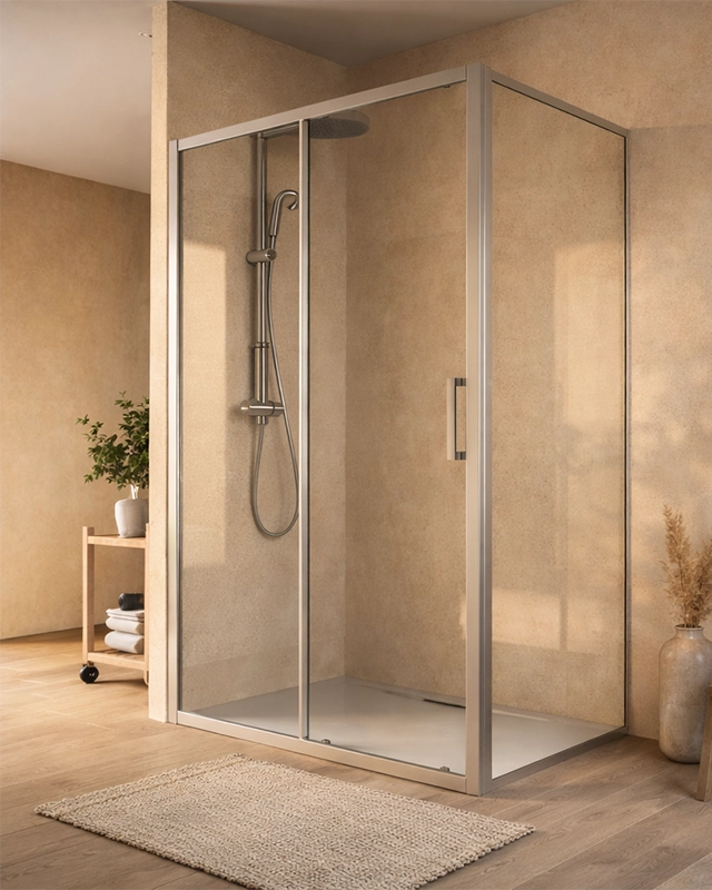 Box doccia 70x140 Marsiglia un anta scorrevole reversibile installato in bagno moderno con ante in vetro temperato...