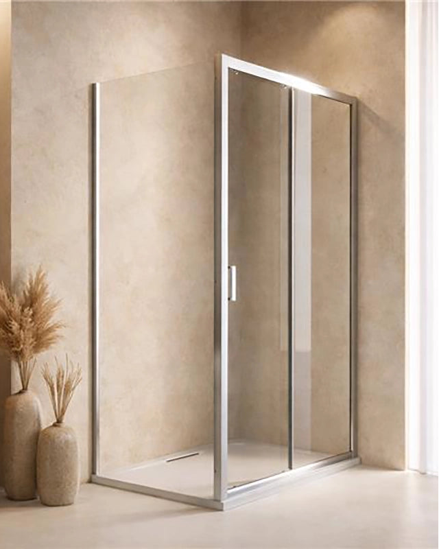 Box doccia 70x140 Nuvola un anta scorrevole reversibile 6 in bagno completo, vista d'insieme dell'ambiente - Exagonshop