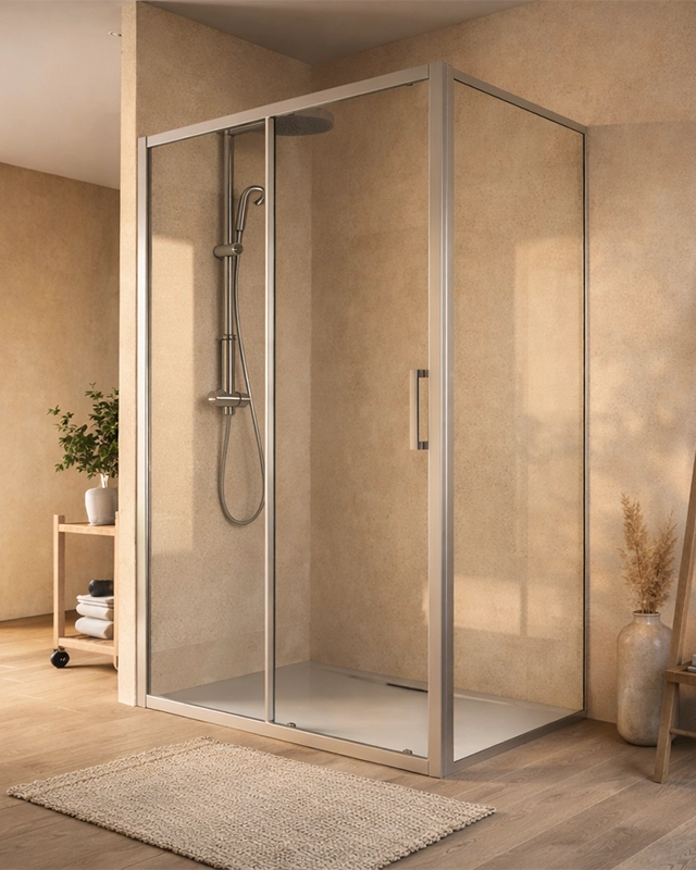 Box doccia 70x160 Marsiglia un anta scorrevole reversibile installato in bagno moderno con ante in vetro temperato...