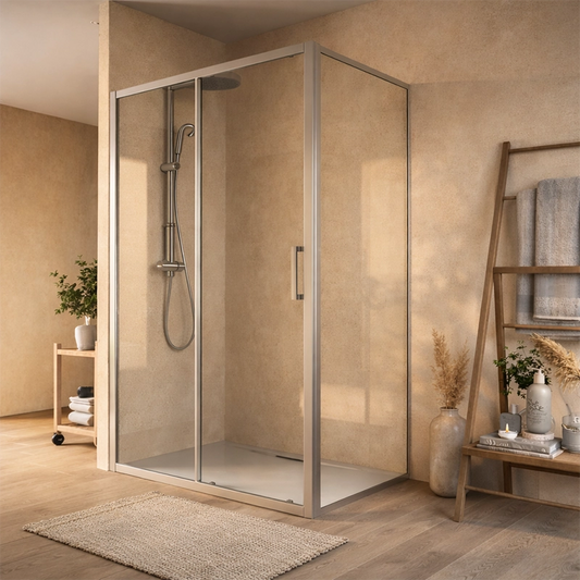 Box doccia 70x160 Marsiglia un anta scorrevole reversibile installato in bagno moderno con ante in vetro temperato...