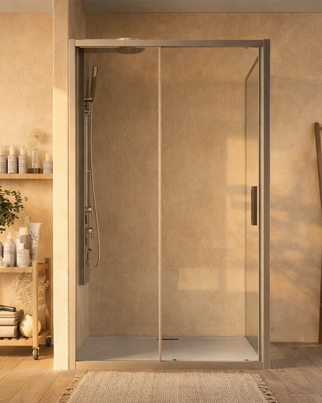 Box doccia 70x160 Marsiglia un anta scorrevole reversibile in bagno completo, vista d'insieme dell'ambiente - Exagonshop