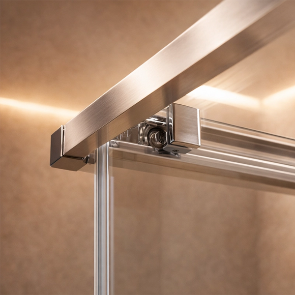 Box doccia 70x70 Marsiglia 2 ante scorrevoli reversibile Cromo Lucido installato in bagno moderno con ante in vetro...