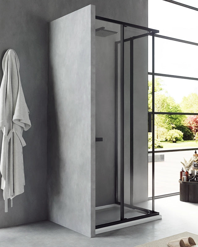 Box doccia 70x90 Rio doppio scorrevole vetro 6 mm installato in bagno moderno con ante in vetro temperato - Exagonshop