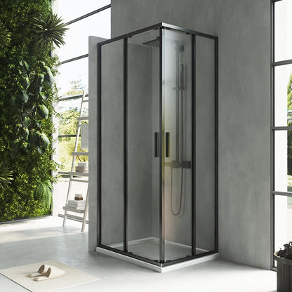 Box doccia 70x90 Rio doppio scorrevole vetro 6 mm trasparente H 195 nero