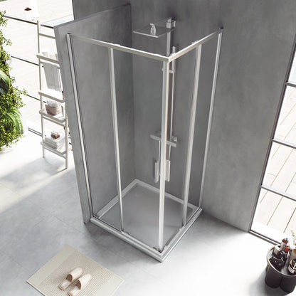 Box doccia 70x80 Rio doppio scorrevole vetro 6 mm trasparente H 195 cromo
