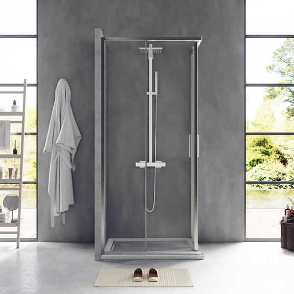 Box doccia 70x80 Rio doppio scorrevole vetro 6 mm trasparente H 195 cromo