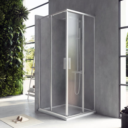 Box doccia 70x80 Rio doppio scorrevole vetro 6 mm trasparente H 195 cromo