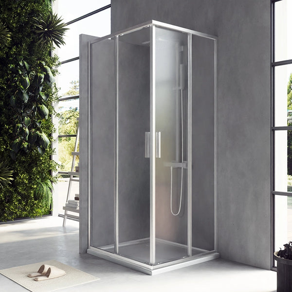 Box doccia 70x80 Rio doppio scorrevole vetro 6 mm trasparente H 195 cromo