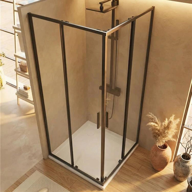 Box doccia 70x80 Rio doppio scorrevole vetro 6 mm, dettaglio dei profili e delle cerniere in alluminio - Exagonshop