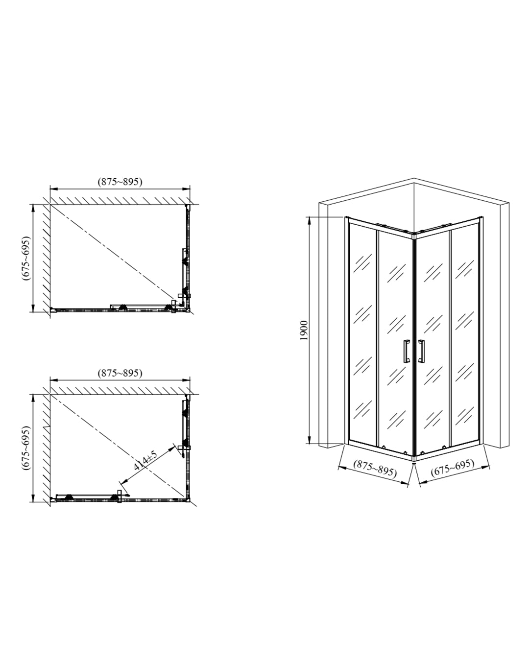 Box doccia 70x90 Nuvola Slim scorrevole 6 mm trasparente cromo H 190