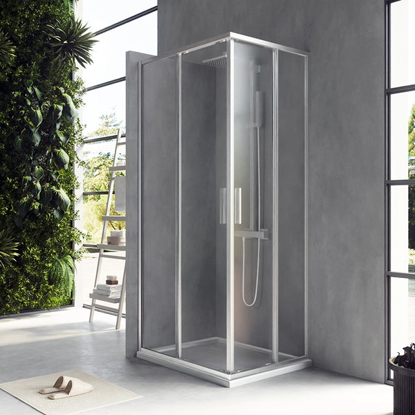 Box doccia 70x90 Rio doppio scorrevole vetro 6 mm trasparente H 195 cromo