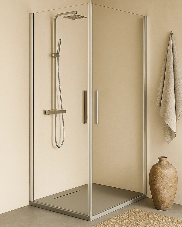Box doccia 70x90 doppio battente vetro temperato 6 mm 195 H cromo Linje