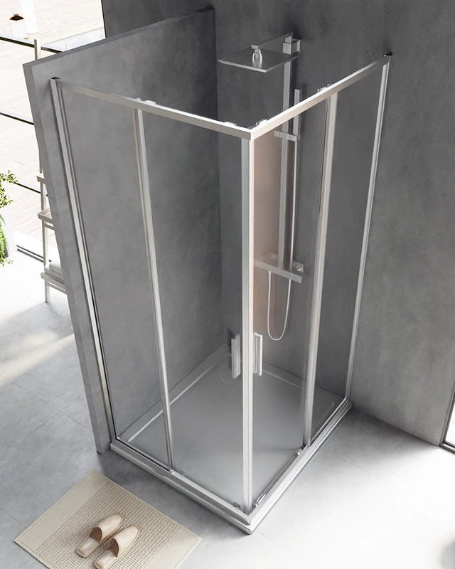 Schema tecnico di Box doccia 80x100 Rio doppio scorrevole vetro 6 mm con misure e configurazione - Exagonshop