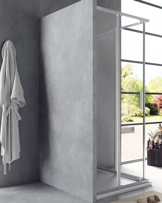 Box doccia 80x100 Rio doppio scorrevole vetro 6 mm installato in bagno moderno con ante in vetro temperato - Exagonshop