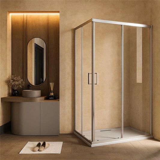 Box doccia 80x120 Nuvola due ante scorrevoli reversibile trasparente 6 mm H 190 cromo