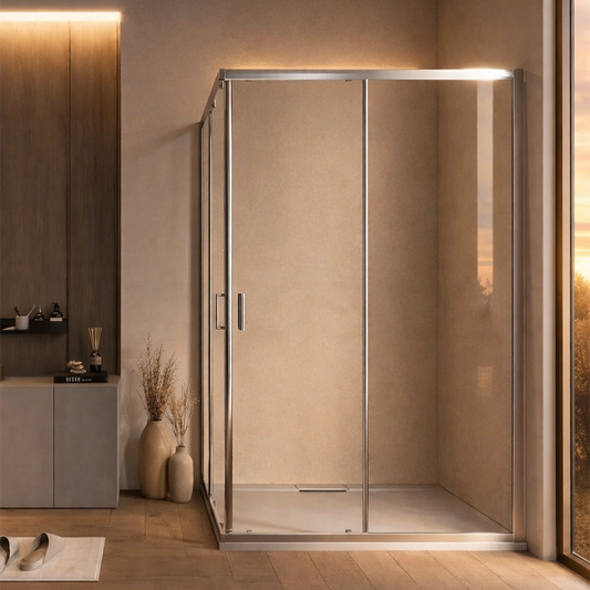 Box doccia 80x120 Nuvola due scorrevoli reversibile trasparente 6 mm H 190 cromo