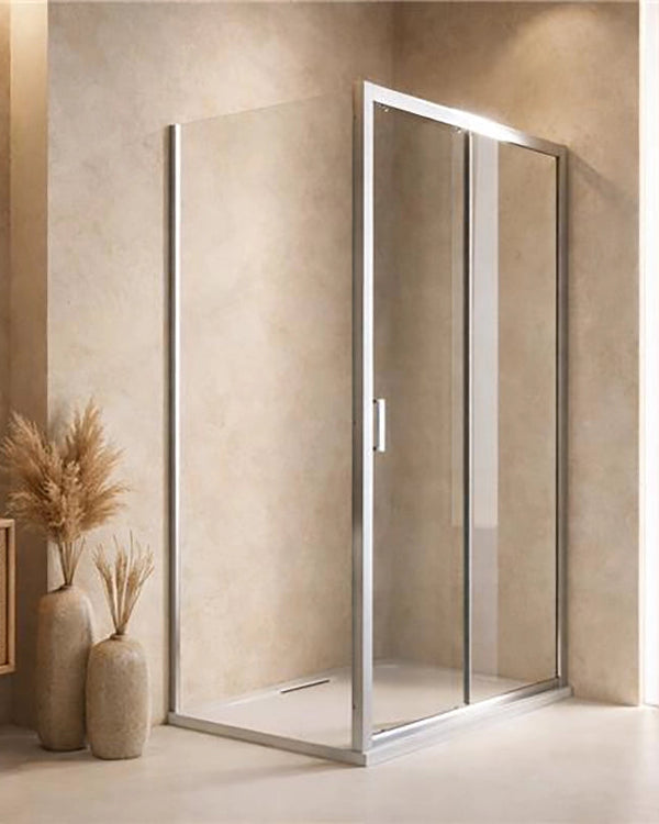 Box doccia 80x120 Nuvola un anta scorrevole reversibile in bagno completo, vista d'insieme dell'ambiente - Exagonshop