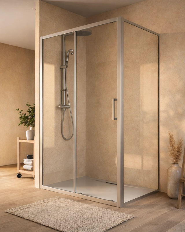 Box doccia 80x160 Marsiglia un anta scorrevole reversibile installato in bagno moderno con ante in vetro temperato...
