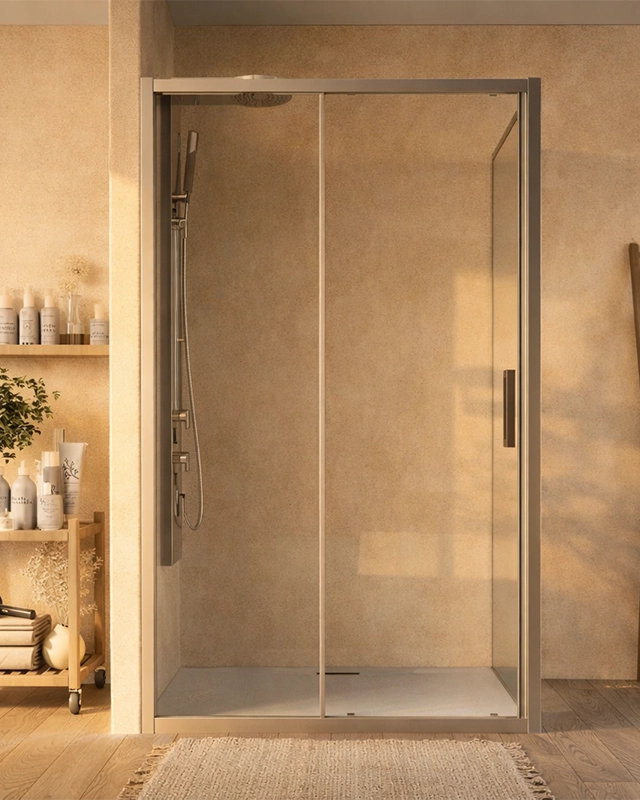 Box doccia 80x160 Marsiglia un anta scorrevole reversibile in bagno completo, vista d'insieme dell'ambiente - Exagonshop