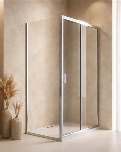 Box doccia 80x160 Nuvola un anta scorrevole reversibile 6 Cromato in bagno completo, vista d'insieme dell'ambiente...