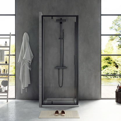 Box doccia 80x80 Rio a pivot vetro 6 mm trasparente H 195 nero
