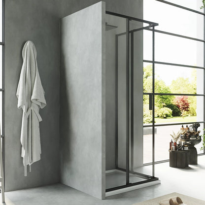 Box doccia 80x90 Rio doppio scorrevole vetro 6 mm trasparente H 195 nero