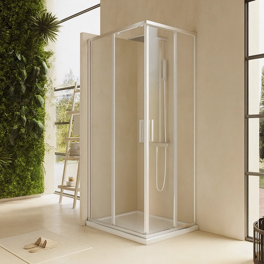 Box doccia 70x70 Rio doppio scorrevole vetro 6 mm trasparente H 195 cromo