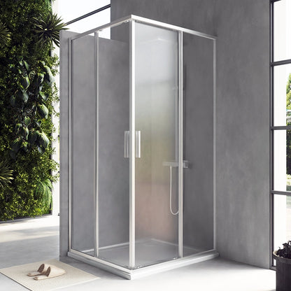 Box doccia 90x100 Rio doppio scorrevole vetro 6 mm trasparente H 195 cromo