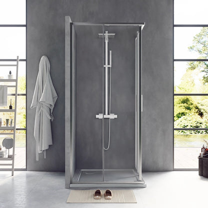 Box doccia 90x100 Rio doppio scorrevole vetro 6 mm trasparente H 195 cromo