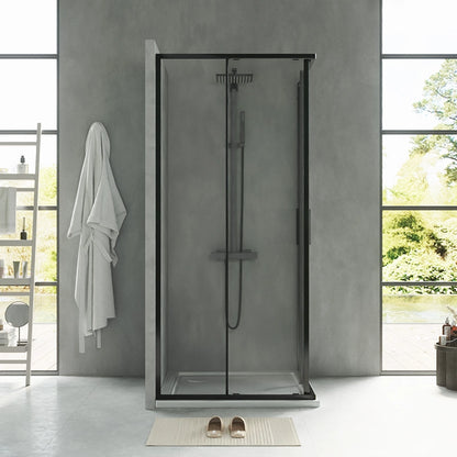 Box doccia 90x90 Rio doppio scorrevole vetro 6 mm trasparente H 195 nero