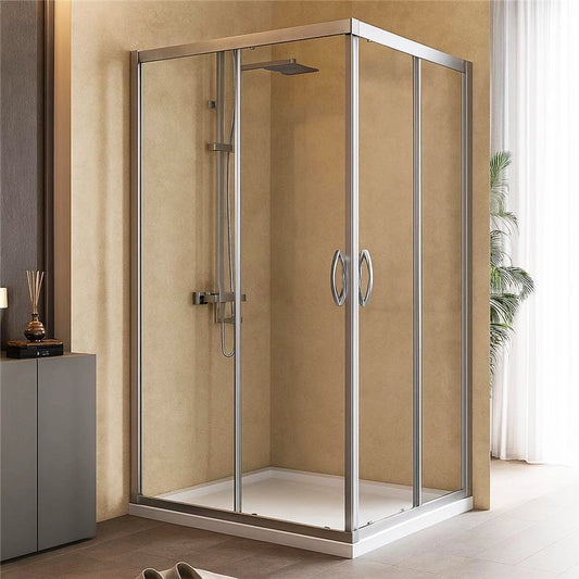 Box Doccia 100x100 Genio due ante scorrevoli vetro 6 mm trasparente H 195 cromo