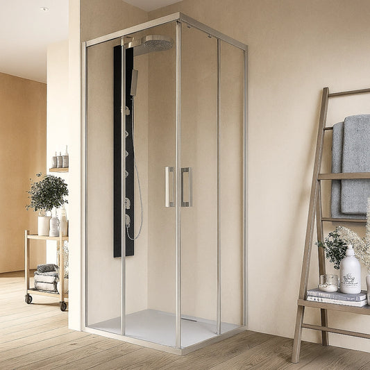 Box doccia 70x70 Marsiglia 2 ante scorrevoli reversibile trasparente H 195 cromo
