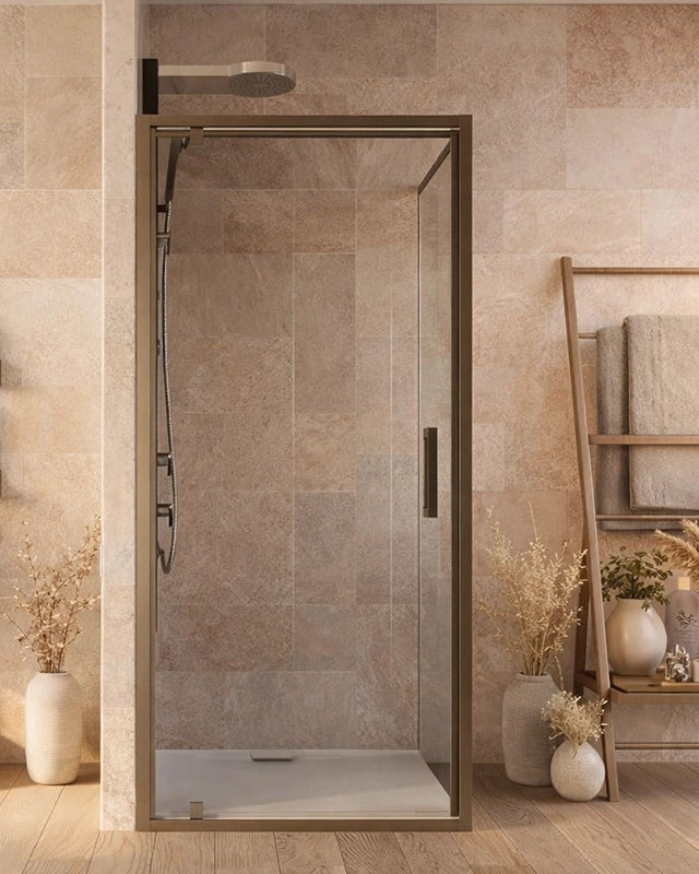 Box doccia 100x70 Marsiglia un battente reversibile vetro installato in bagno moderno con ante in vetro temperato...