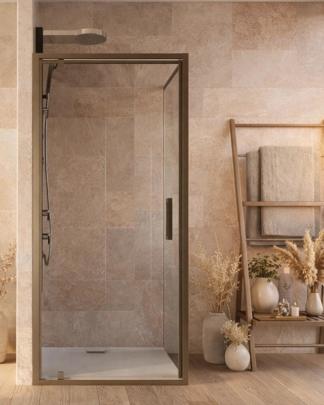 Box doccia 100x80 Marsiglia un battente reversibile vetro installato in bagno moderno con ante in vetro temperato...