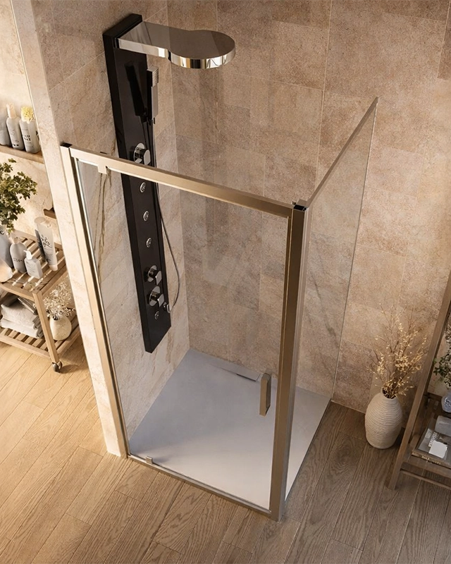 Box doccia 70x80 a battente Marsiglia reversibile in bagno completo, vista d'insieme dell'ambiente - Exagonshop