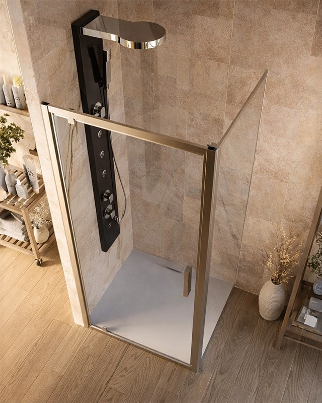 Box doccia 100x70 Marsiglia un battente reversibile vetro in bagno completo, vista d'insieme dell'ambiente - Exagonshop