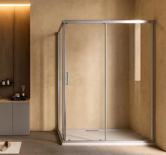 Box doccia 80x120 Nuvola un anta scorrevole reversibile trasparente 6 mm H 190 cromo