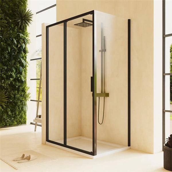 Box doccia 100x80 Rio un anta scorrevole vetro 6 mm trasparente H 195 nero