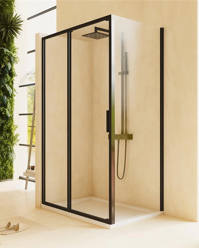 Box doccia 100x80 Rio un anta scorrevole vetro 6 mm installato in bagno moderno con ante in vetro temperato - Exagonshop