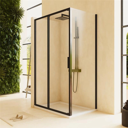 Box doccia 100x70 Rio un anta scorrevole vetro 6 mm trasparente H 195 nero