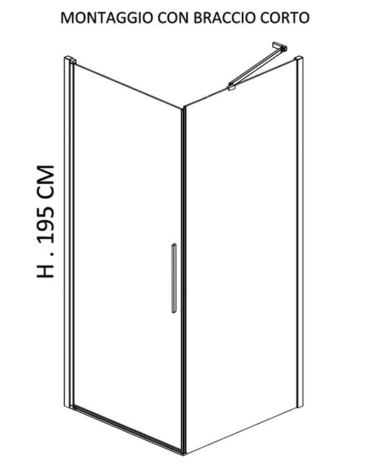 Box doccia 90x70 battente vetro temperato 6 mm 195 H cromo Linje