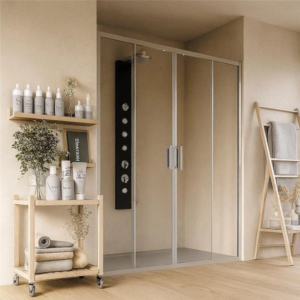 Box doccia 160 nicchia Marsiglia 2 ante scorrevoli reversibile trasparente H 195 cromo